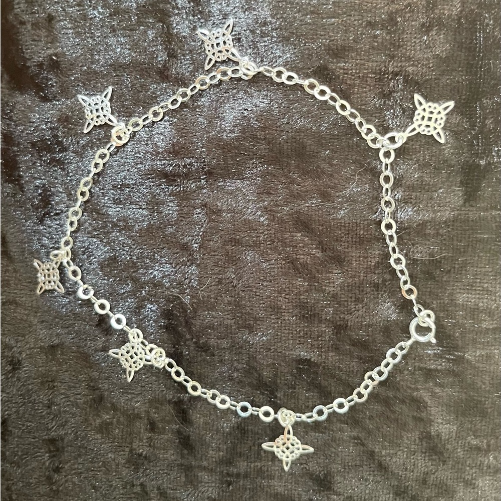 Intricate Silver Star Charm anklet Bracelet